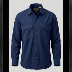 Cabela’s Mens Navy Button Down Shirt Size Large 2 Pocket Cotton